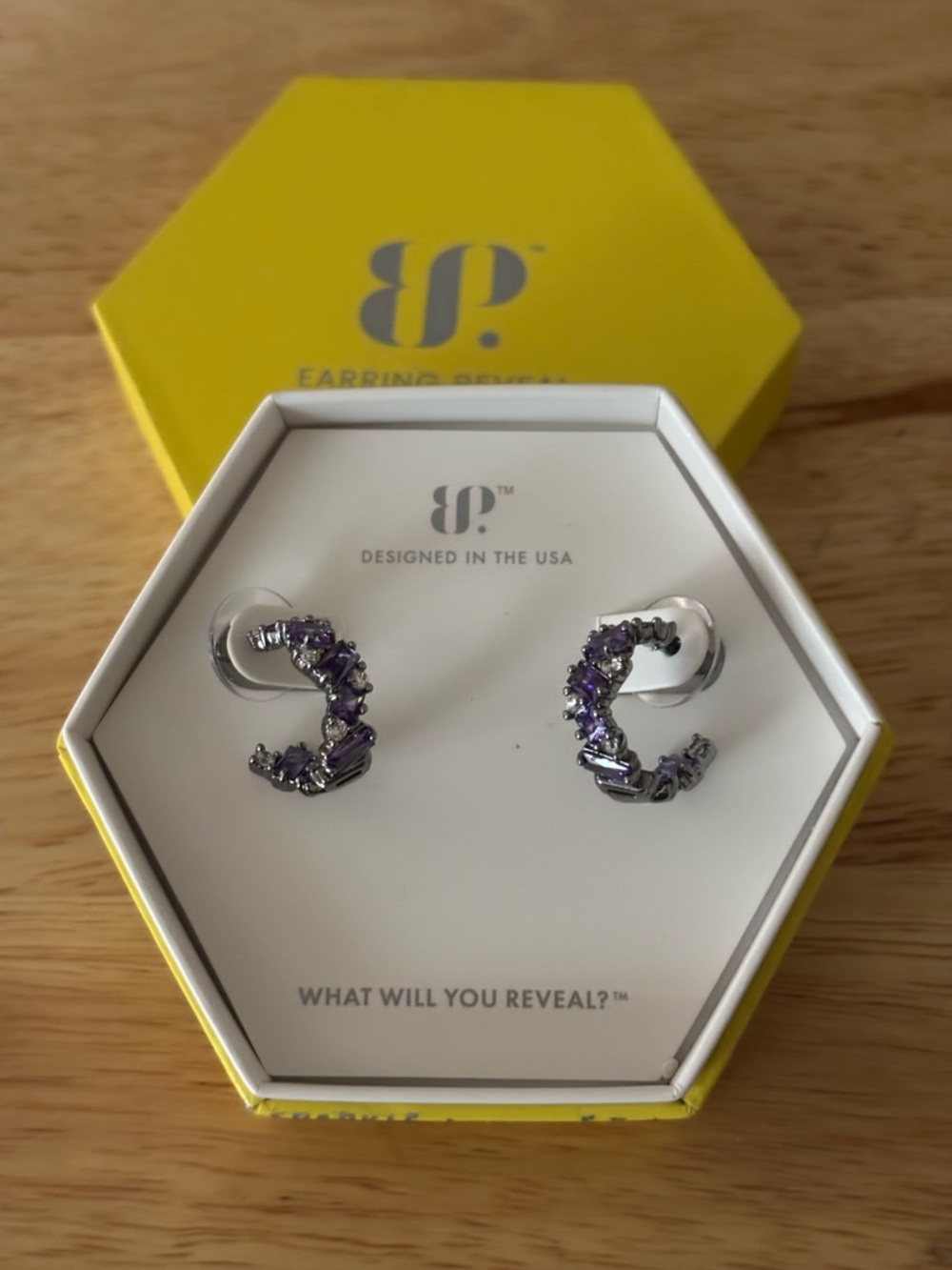 bp Purple Twisted Hoop Earrings - Picture 3 of 5